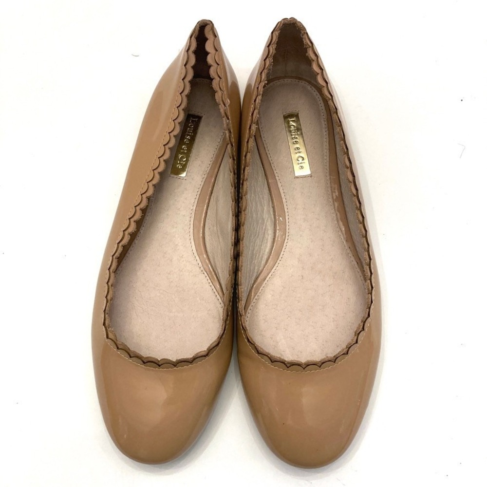 Louise et Cie Caynlee Tan Patent Leather Round Toe Ballet Flat Shoes Womens 7.5
